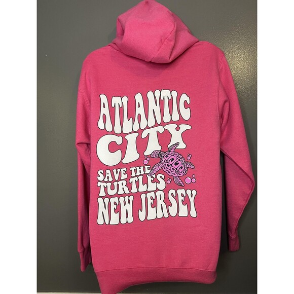 Atlantic City Hoodie Mens Small Pink Save The Turtles New Jersey Pullover - Picture 5 of 8